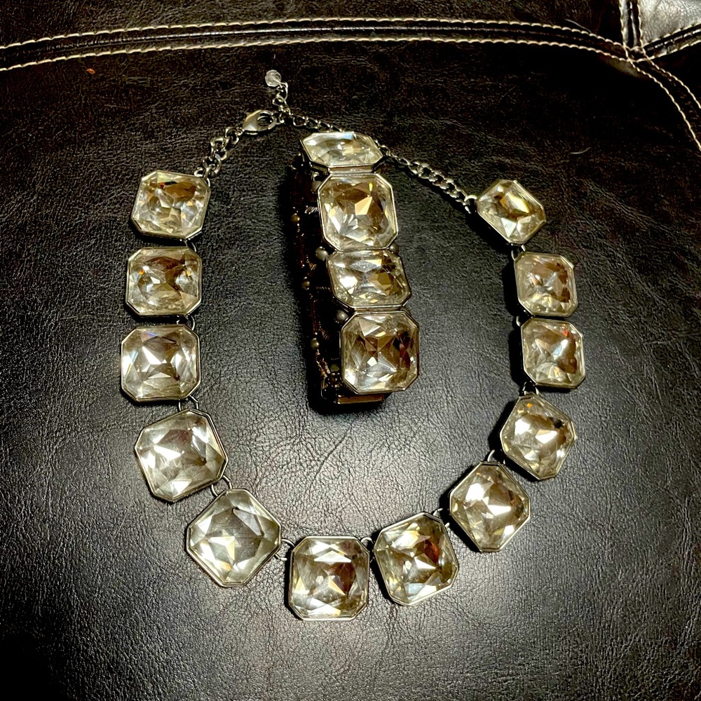 Rhinestone necklace & bracelet set